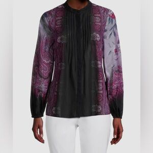 Kobi Halperin Jodie mixed media floral blouse romantic feminine size XL